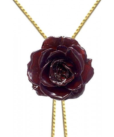 1 Real Rose Pendant Necklace 18 Inch - Mini 1.5-2.25 Inch Cute Flower Jewelry Roses Preserved Resin Pendants Necklaces - Gold...