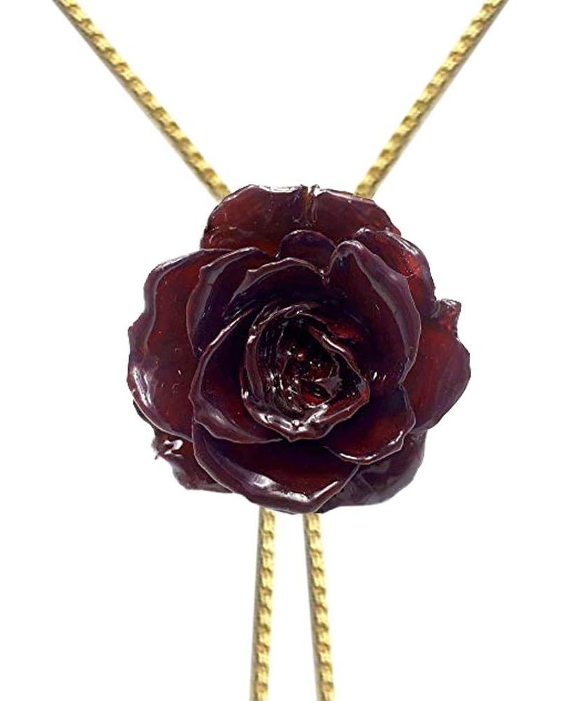 1 Real Rose Pendant Necklace 18 Inch - Mini 1.5-2.25 Inch Cute Flower Jewelry Roses Preserved Resin Pendants Necklaces - Gold...