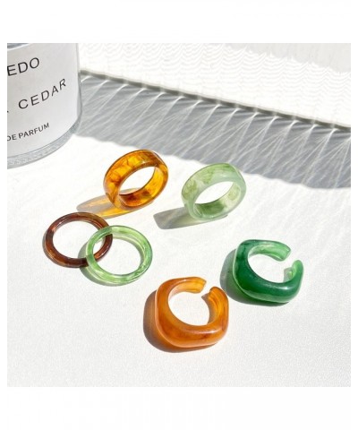 24-36 Pcs Resin Rings, Plastic Rings Acrylic Rings for Women Teen Girls, Chunky Aesthetic Trendy Colorful Cute Stackable jewe...