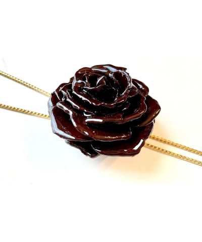 1 Real Rose Pendant Necklace 18 Inch - Mini 1.5-2.25 Inch Cute Flower Jewelry Roses Preserved Resin Pendants Necklaces - Gold...