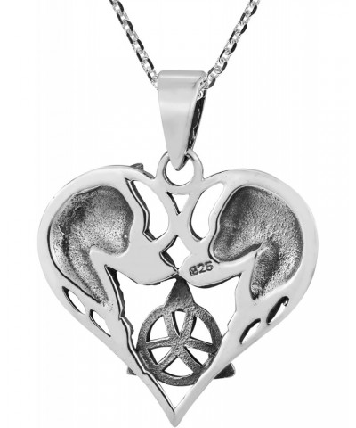 Celtic Love Entwined Wolves Couple Heart .925 Sterling Silver Necklace $18.04 Necklaces