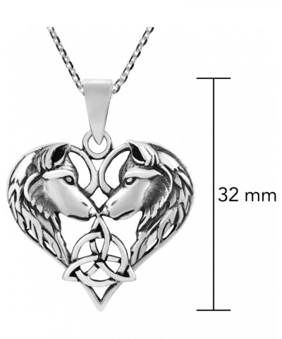 Celtic Love Entwined Wolves Couple Heart .925 Sterling Silver Necklace $18.04 Necklaces