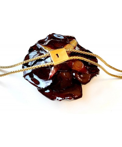 1 Real Rose Pendant Necklace 18 Inch - Mini 1.5-2.25 Inch Cute Flower Jewelry Roses Preserved Resin Pendants Necklaces - Gold...