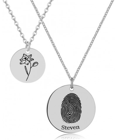 Personalized Actual Fingerprint Necklace Custom Handwriting Text Necklace Memorial Bereavement Jewelry-Personalized Fingerpri...