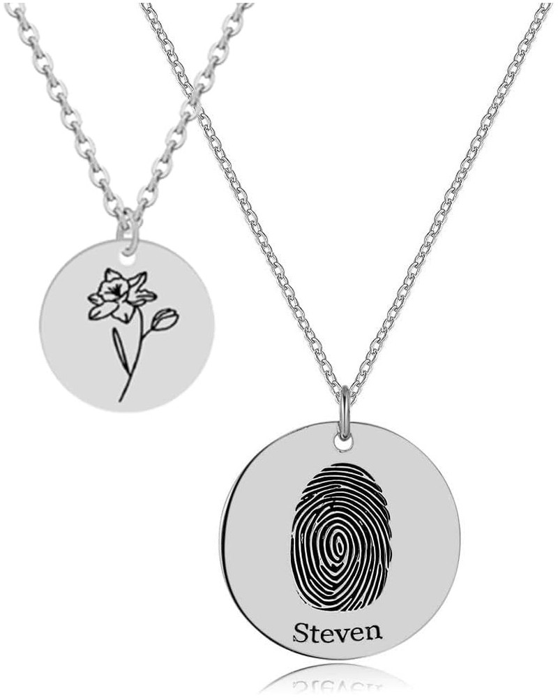 Personalized Actual Fingerprint Necklace Custom Handwriting Text Necklace Memorial Bereavement Jewelry-Personalized Fingerpri...