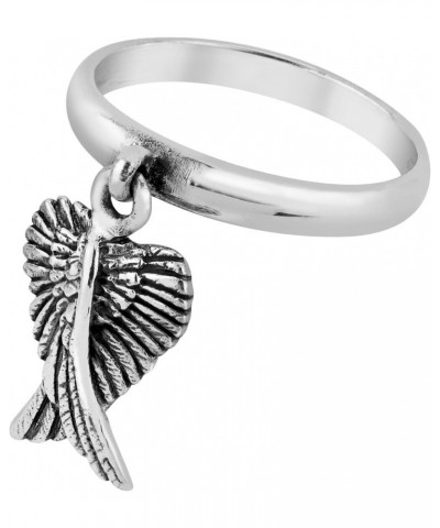 Mythical Heart Shape Angel Wing .925 Sterling Silver Dangle Ring $11.66 Rings