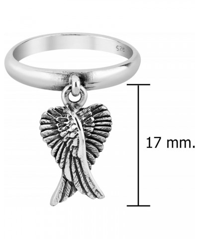 Mythical Heart Shape Angel Wing .925 Sterling Silver Dangle Ring $11.66 Rings