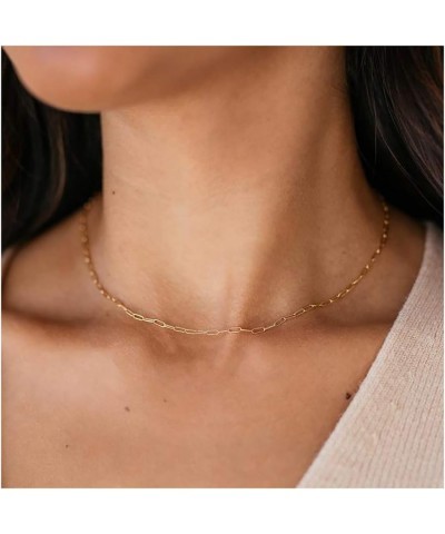 Dainty Beaded Choker Necklaces,14K Gold/Silver Plated Cute Tiny Delicate Coin/Satellite Chain Choker Necklaces for Women rect...