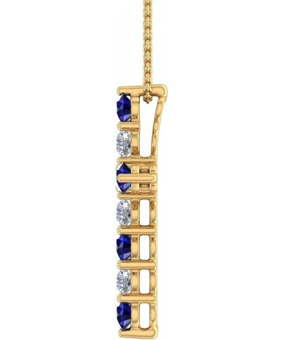 2 Carat Blue Sapphire & White Diamond Cross Pendant Necklace in 14K Gold (Silver Chain Included) Yellow Gold $205.70 Necklaces