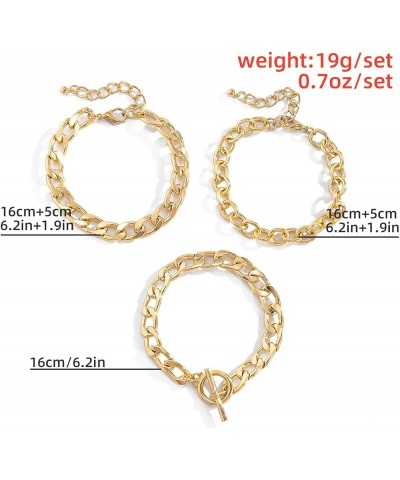 Gold OT Toggle Clasp Bracelet Set for Women Punk Layered Chunky Chain Bracelet for Women Girls Gift (Gold) Silver $7.10 Brace...