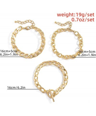 Gold OT Toggle Clasp Bracelet Set for Women Punk Layered Chunky Chain Bracelet for Women Girls Gift (Gold) Silver $7.10 Brace...