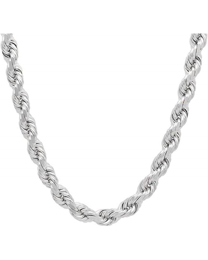 Sterling Silver Diamond Cut Rope Chain Necklace, 1MM 2MM 3MM 4MM 5MM 6MM 7.5MM Braided Rope Chain Necklace, 925 Sterling Silv...