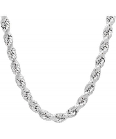 Sterling Silver Diamond Cut Rope Chain Necklace, 1MM 2MM 3MM 4MM 5MM 6MM 7.5MM Braided Rope Chain Necklace, 925 Sterling Silv...