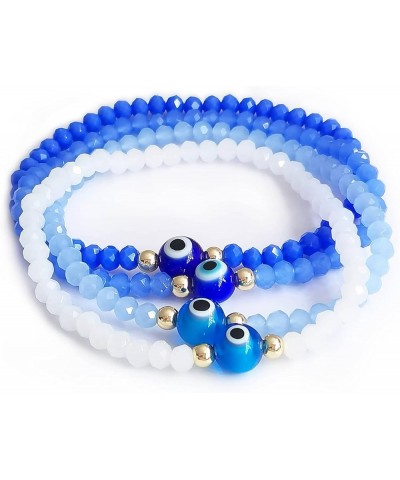 Evil Eye Crystal Bead Bracelet Freshwater Pearl Amulet Protection Good Luck Bracelet For Women Teen Girls A - Blue evil eye s...