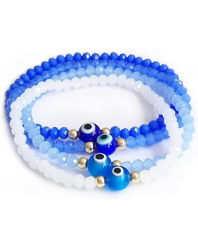 Evil Eye Crystal Bead Bracelet Freshwater Pearl Amulet Protection Good Luck Bracelet For Women Teen Girls A - Blue evil eye s...