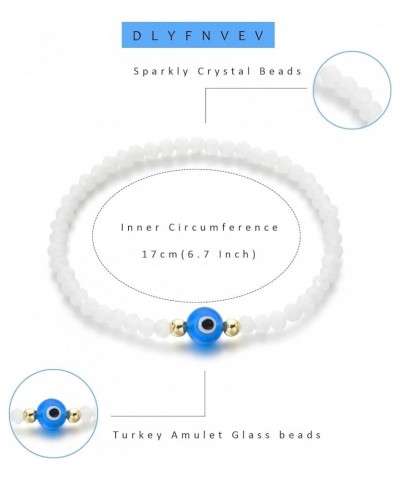 Evil Eye Crystal Bead Bracelet Freshwater Pearl Amulet Protection Good Luck Bracelet For Women Teen Girls A - Blue evil eye s...