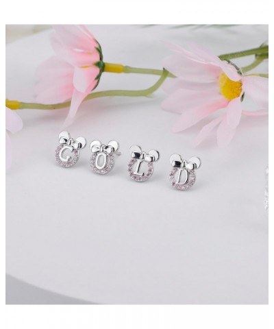 Initial Stud Earrings for Girls 925 Sterling Silver Pink Cubic Zirconia Alphabet Letter Earrings 14K Gold Plated Hypoallergen...