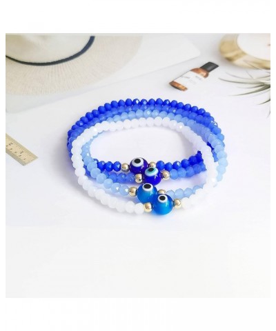 Evil Eye Crystal Bead Bracelet Freshwater Pearl Amulet Protection Good Luck Bracelet For Women Teen Girls A - Blue evil eye s...