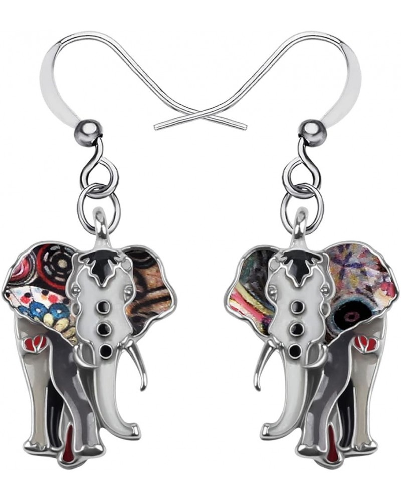 Enamel Alloy Jungle Elephant Earrings Dangle Stud French Clip Fashion Jewelry For Women Girls Charm Gift Black $9.27 Earrings