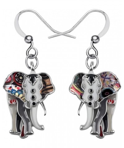 Enamel Alloy Jungle Elephant Earrings Dangle Stud French Clip Fashion Jewelry For Women Girls Charm Gift Black $9.27 Earrings