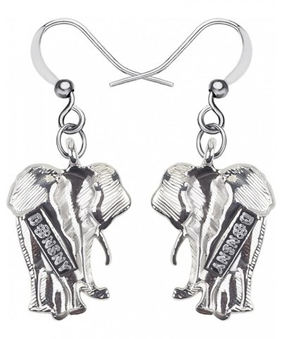 Enamel Alloy Jungle Elephant Earrings Dangle Stud French Clip Fashion Jewelry For Women Girls Charm Gift Black $9.27 Earrings