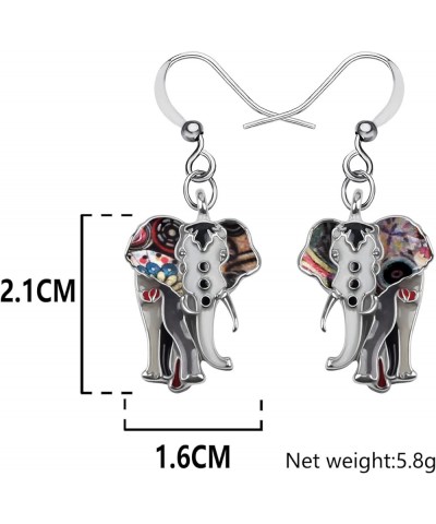 Enamel Alloy Jungle Elephant Earrings Dangle Stud French Clip Fashion Jewelry For Women Girls Charm Gift Black $9.27 Earrings