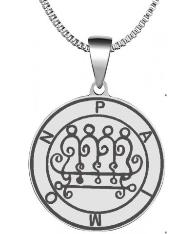 Laser Engraved Demon Hell Paimon Goetic Seal Lesser Key of King Solomon Stainless Steel Pendant Necklace silver tone(stainles...