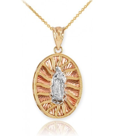 14k Tri-color Gold Blessed Our Lady of Guadalupe Miraculous Medal Pendant Necklace 18.0 Inches $151.69 Necklaces