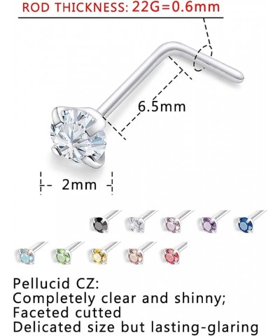 18G 20G 22G Surgical Steel Cubic Zirconia Nose Rings Studs for Women Men Nose Piercing Jewelry Top Diamond 1.5mm 2mm 22G L Sh...