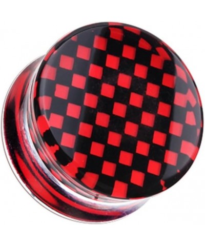 Classic Checker Inlay Double Flared WildKlass Ear Gauge Plug (Sold as Pairs) 9/16" (14mm) Red $11.18 Body Jewelry