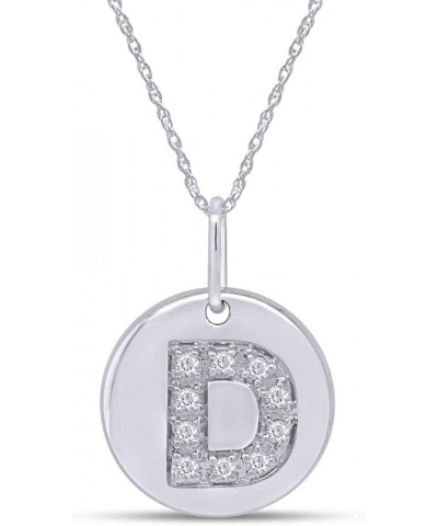 White Natural Diamond Initial A-Z Letter Disc Pendant Necklace in 14k Gold Over Sterling Silver "D" - Initial Pendant $35.20 ...