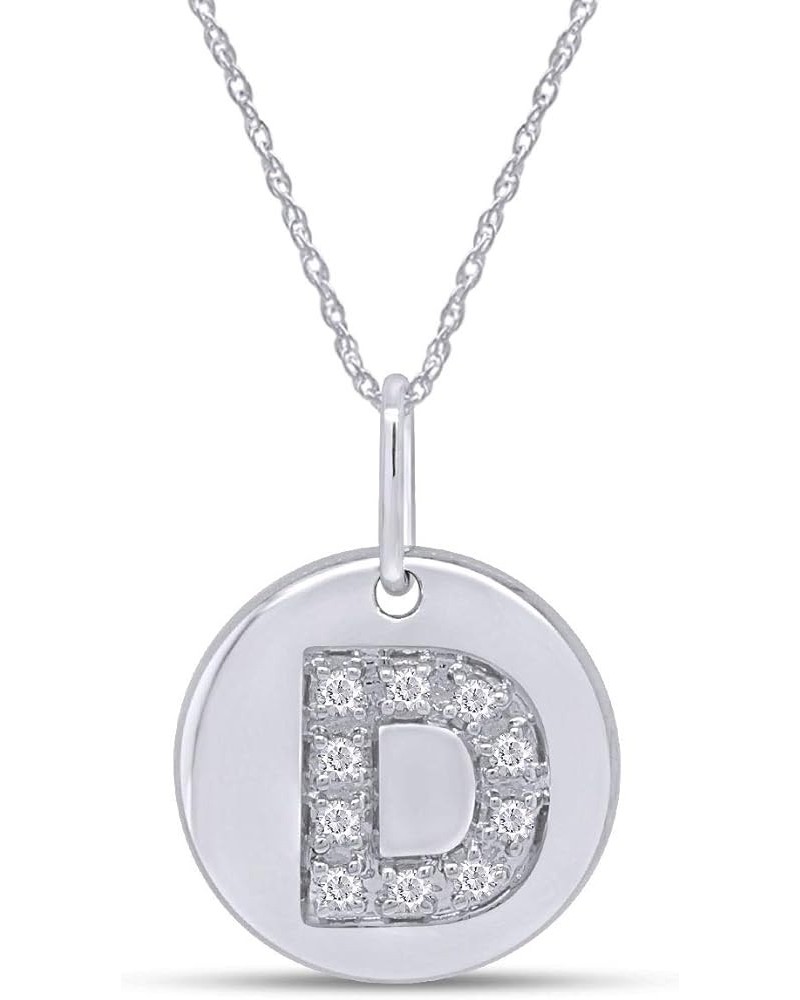 White Natural Diamond Initial A-Z Letter Disc Pendant Necklace in 14k Gold Over Sterling Silver "D" - Initial Pendant $35.20 ...