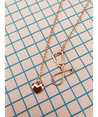 Stethoscope Heart Necklace Nurses Gifts for Doctors and Nurse Graduation Gift for Nursing School Students ROSE GOLD $6.50 Nec...