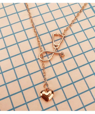 Stethoscope Heart Necklace Nurses Gifts for Doctors and Nurse Graduation Gift for Nursing School Students ROSE GOLD $6.50 Nec...