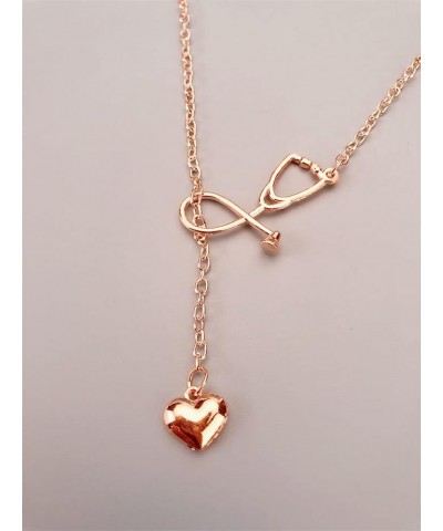 Stethoscope Heart Necklace Nurses Gifts for Doctors and Nurse Graduation Gift for Nursing School Students ROSE GOLD $6.50 Nec...