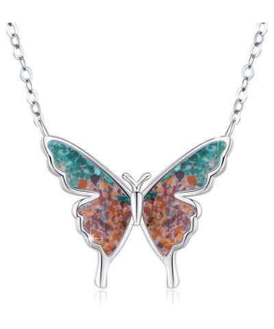 Opal Butterfly Necklace for Women 925 Sterling Silver Dainty Cute Butterfly Charm Jewelry Delicate Pendant Butterfly Necklace...