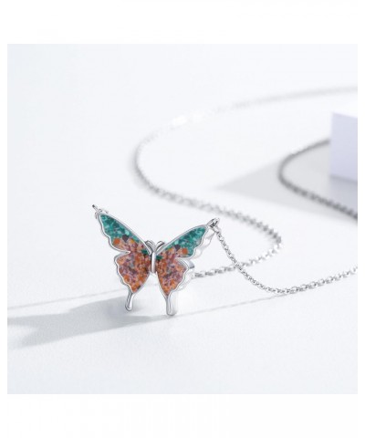 Opal Butterfly Necklace for Women 925 Sterling Silver Dainty Cute Butterfly Charm Jewelry Delicate Pendant Butterfly Necklace...