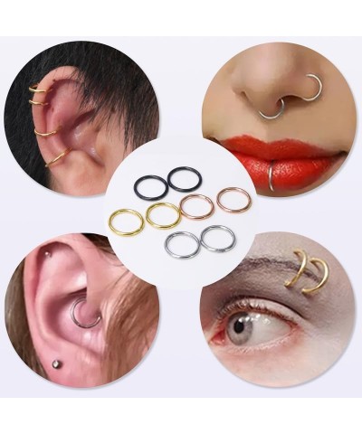 Nose Rings Hoops 316L Surgical Steel Hypoallergenic Septum Ring For Women Men Cartilage Hoop Earring 20G/18G/16G,Diameter 6mm...