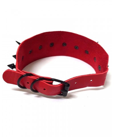 Red Spike Collar for Womens,Gothic Punk Choker, Soft Faux Leather Necklace with Ring,16 Inches Adjustable Length $9.10 Necklaces