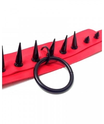 Red Spike Collar for Womens,Gothic Punk Choker, Soft Faux Leather Necklace with Ring,16 Inches Adjustable Length $9.10 Necklaces