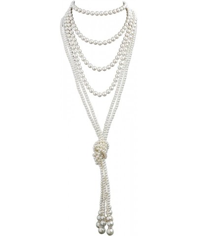 Wedding Necklace Pearls Necklace for Women Long Necklace Faux Pearl Strand Layered Necklace Costume Jewelry White $8.88 Neckl...