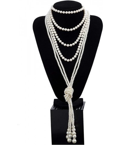 Wedding Necklace Pearls Necklace for Women Long Necklace Faux Pearl Strand Layered Necklace Costume Jewelry White $8.88 Neckl...