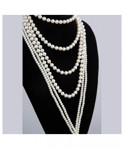 Wedding Necklace Pearls Necklace for Women Long Necklace Faux Pearl Strand Layered Necklace Costume Jewelry White $8.88 Neckl...