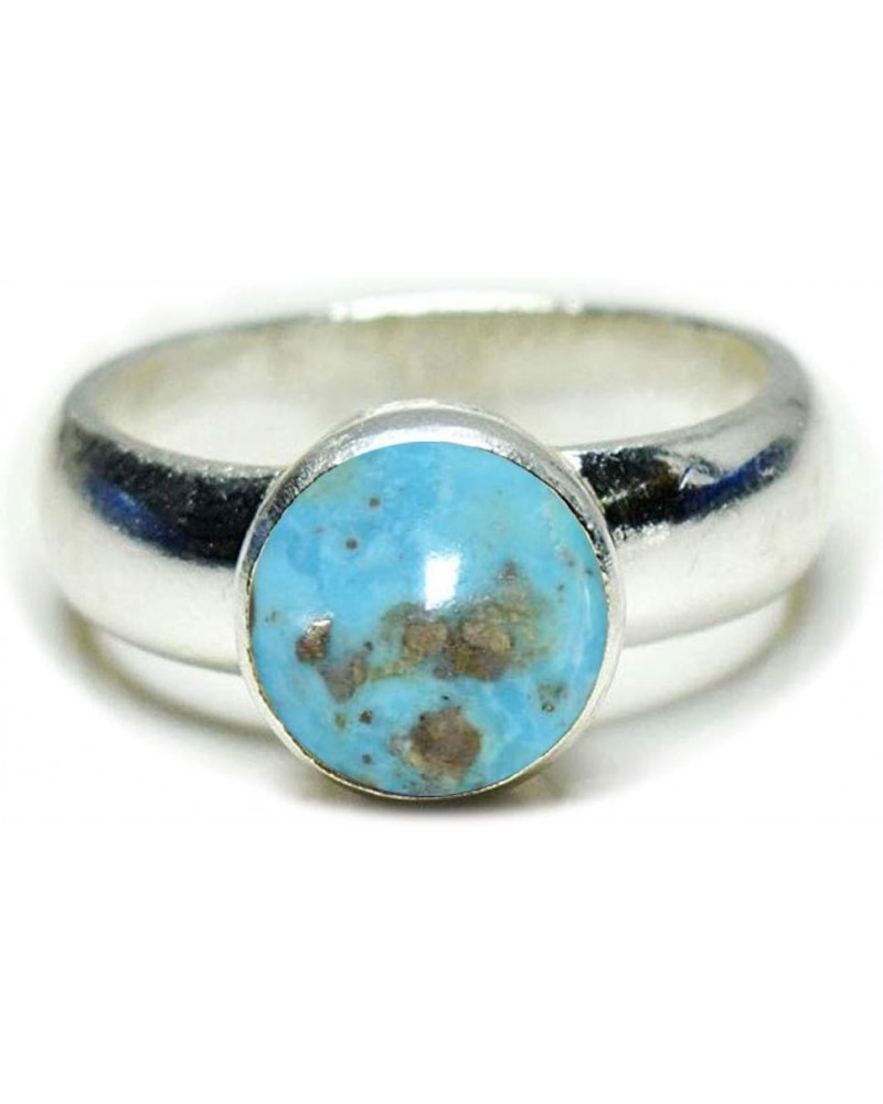 Choose Your Genuine Gemstone Ring Round Shape 925 Sterling Silver Cabochon Birthstones Jewelry natural-cabochon turquoise $13...