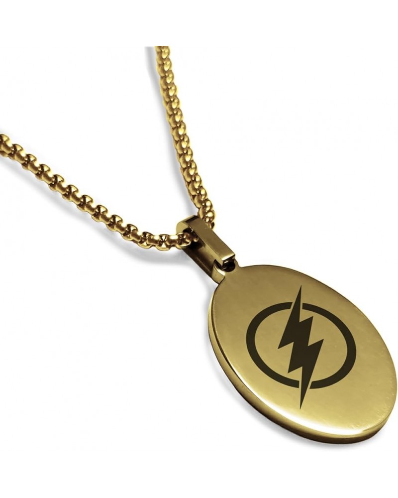 Stainless Steel Super Heroes Oval Medallion Pendant Necklace Flash (CLR: Gold) $11.94 Necklaces