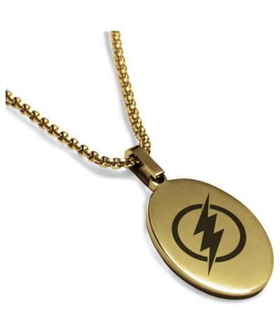 Stainless Steel Super Heroes Oval Medallion Pendant Necklace Flash (CLR: Gold) $11.94 Necklaces