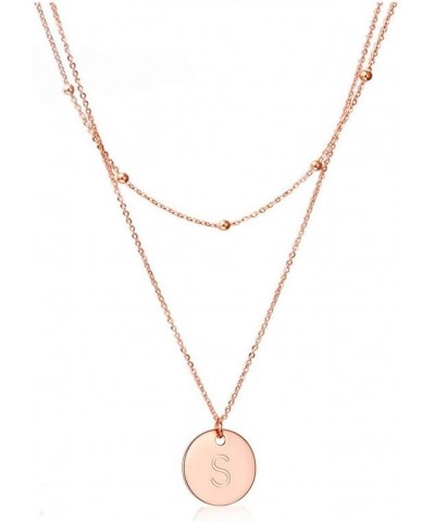 Rose Gold Initial Coin Necklace for Women Dainty Disc Letter Layered Choker Necklace Name Jewelry Gift for Her S $10.94 Neckl...