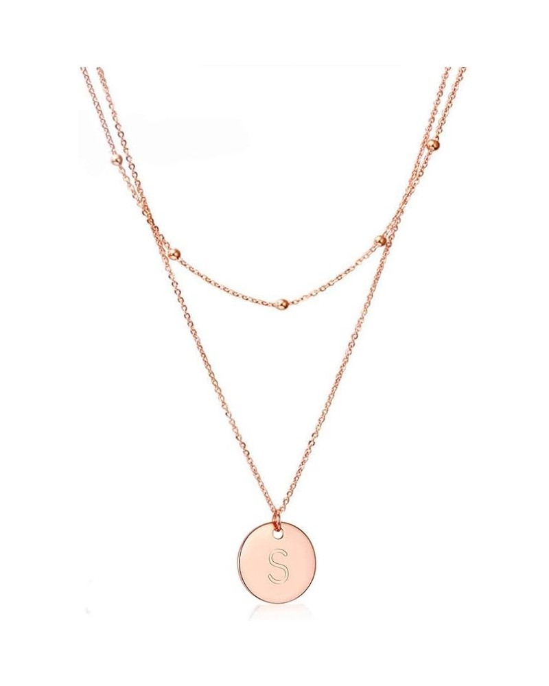 Rose Gold Initial Coin Necklace for Women Dainty Disc Letter Layered Choker Necklace Name Jewelry Gift for Her S $10.94 Neckl...