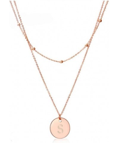 Rose Gold Initial Coin Necklace for Women Dainty Disc Letter Layered Choker Necklace Name Jewelry Gift for Her S $10.94 Neckl...