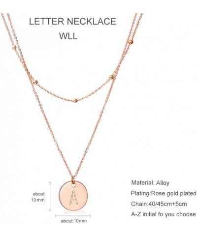 Rose Gold Initial Coin Necklace for Women Dainty Disc Letter Layered Choker Necklace Name Jewelry Gift for Her S $10.94 Neckl...